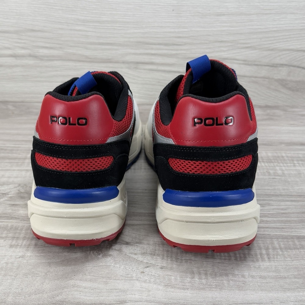 Polo Ralph Lauren Mesh Polo JGR PP-SK-ATH Sneakers Men's Size 14 White Blue - Picture 4 of 8